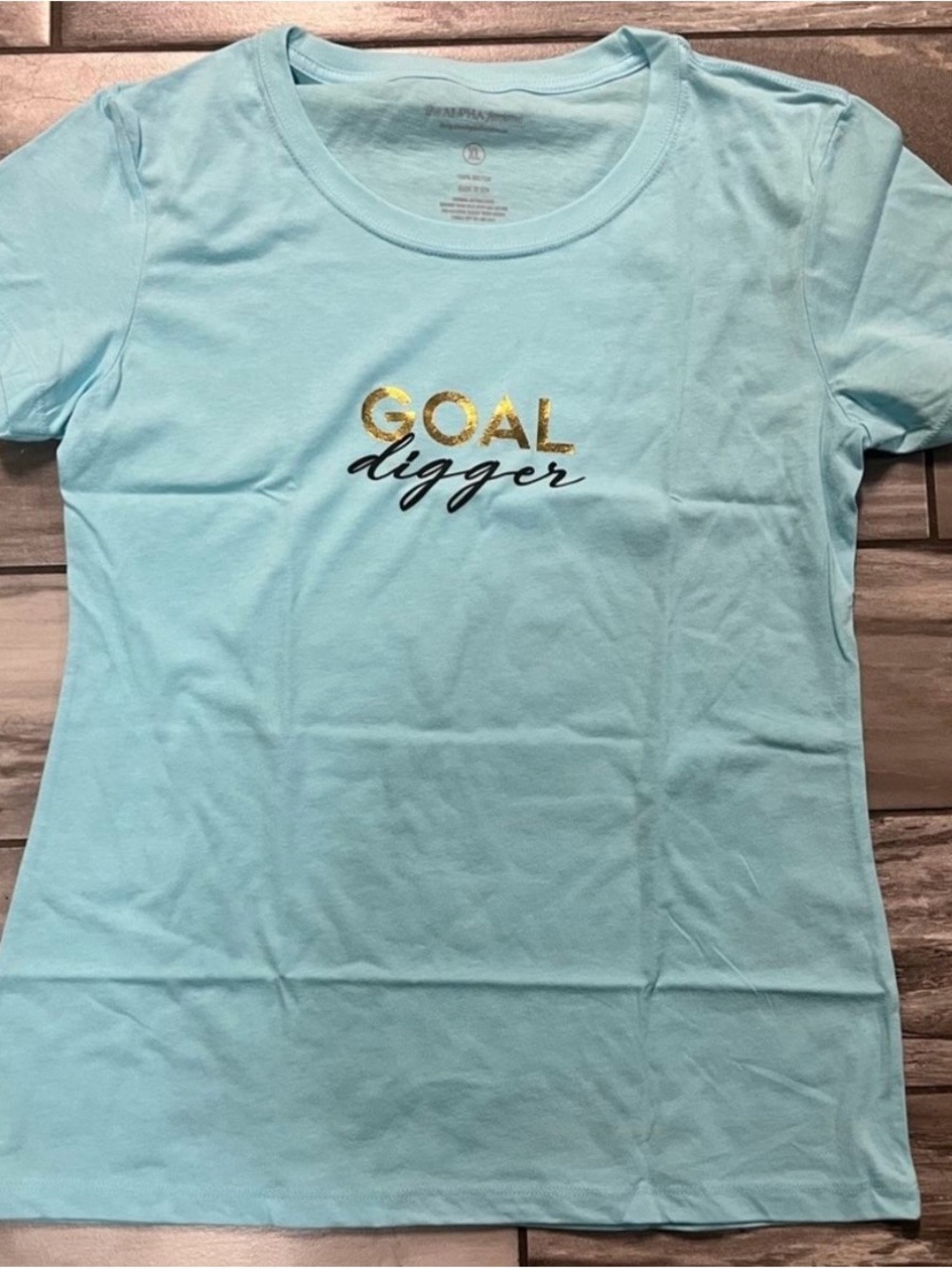 Goal Digger Graphic Tee - Light Blue with Gold Script